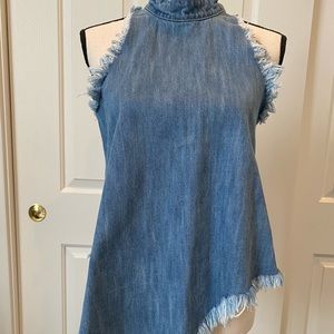 Denim Fringed Top